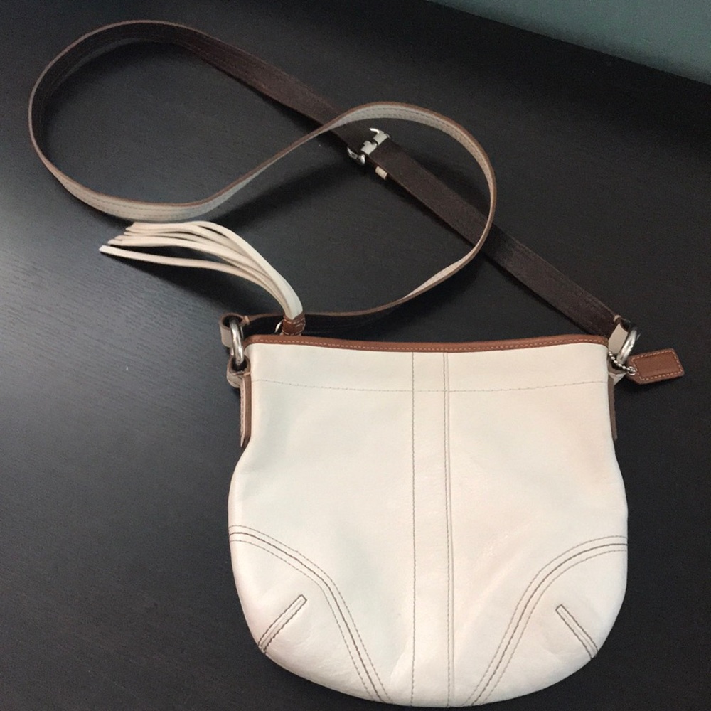 Coach white leather crossbody
